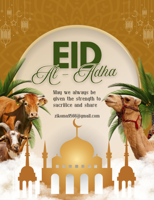 Yellow Maximalist Eid Al Adha  Flyer (us Letter) template