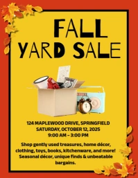 Yellow Maximalist Fall Yard Sale  Flyer (us Letter) template