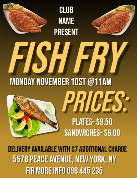 Copy of Yellow Maximalist Fish Fry Flyer (us Letter) | PosterMyWall