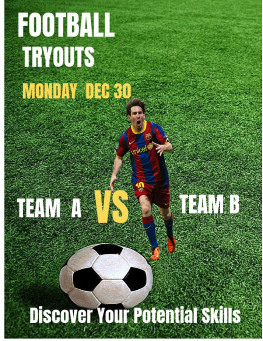 Yellow Maximalist Football League Tryouts Flyer  Flyer (us Letter) Pamflet (VSA Brief) template