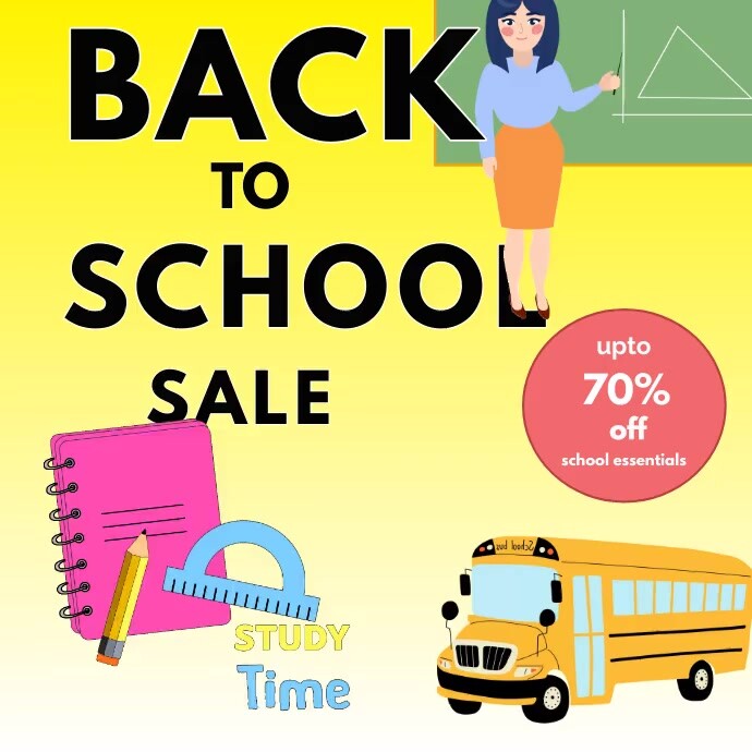 Yellow Maximalist Gradient Back To School In Template | PosterMyWall