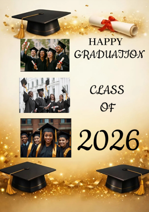 Yellow Graduation A4 Template | PosterMyWall