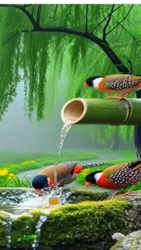 Yellow Maximalist Green Natural Vegetation Of Water With Bird  Instagram Reel template