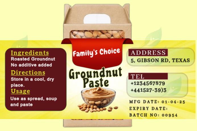 Groundnut R Design Yellow Maximalist Groundnut Paste Label Template | PosterMyWall