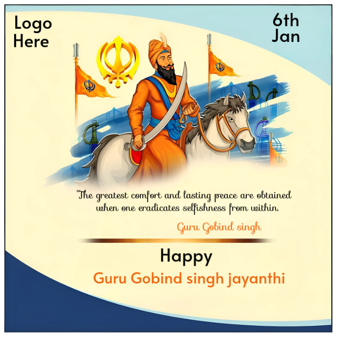 Yellow Maximalist Guru Gobind Singh Jayanthi Instagram Post template