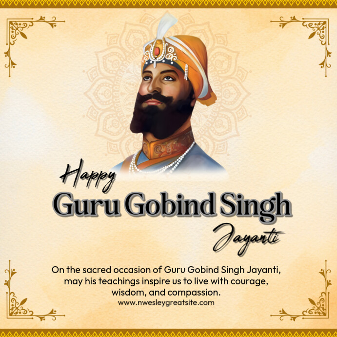 Yellow Maximalist Guru Gobind Singh Square (1:1) template