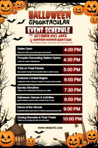 Jaune Halloween Event Schedule 海报 Template