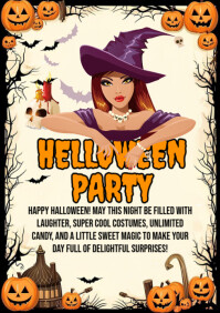 Yellow Maximalist Halloween Party A2 template