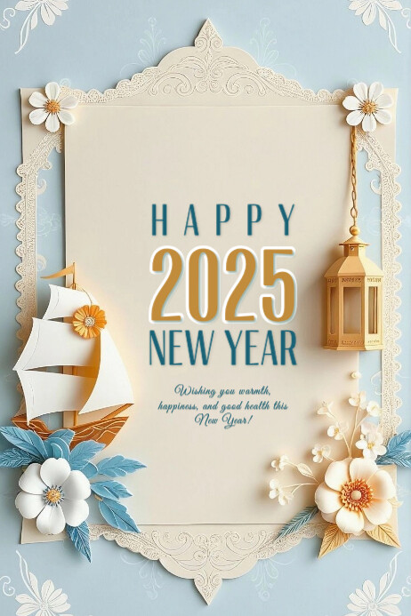 Yellow Maximalist Happy 2025 New Year Banner 4' × 6' Template ...