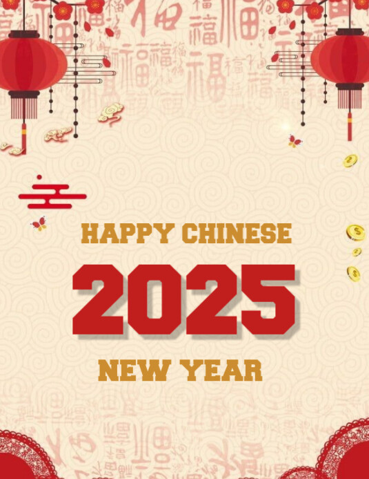 Yellow Maximalist Happy Chinese New Year Flyer (us Letter) Template ...