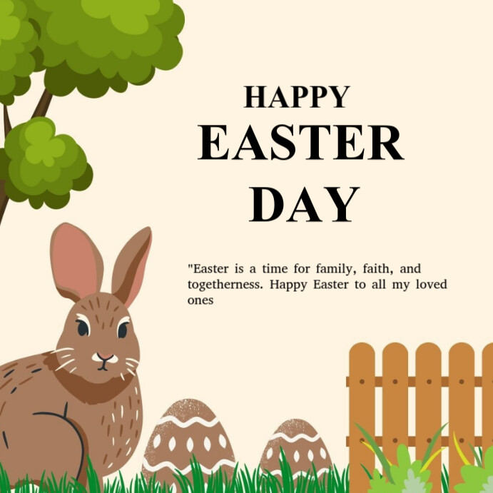 Yellow Maximalist Happy Easter Day Flyers  Instagram Post template