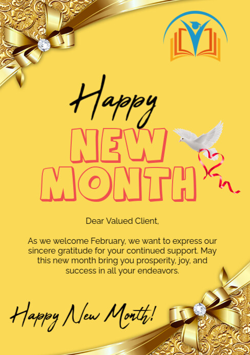 Yellow Maximalist Happy New Month To Client  A5 template