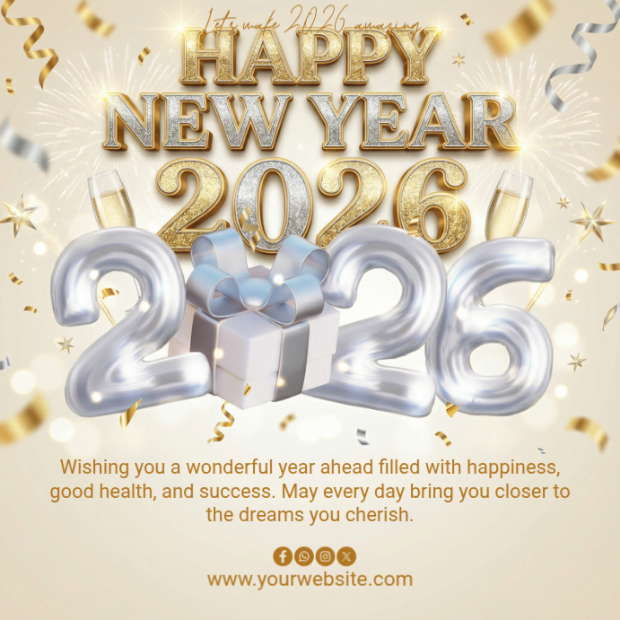 Plantilla de Yellow Maximalist Happy New Year Instagram Post | PosterMyWall