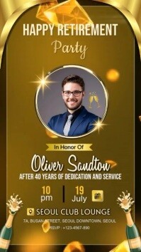 Yellow Maximalist Happy Retirement Party Invitation  Whatsapp Status template