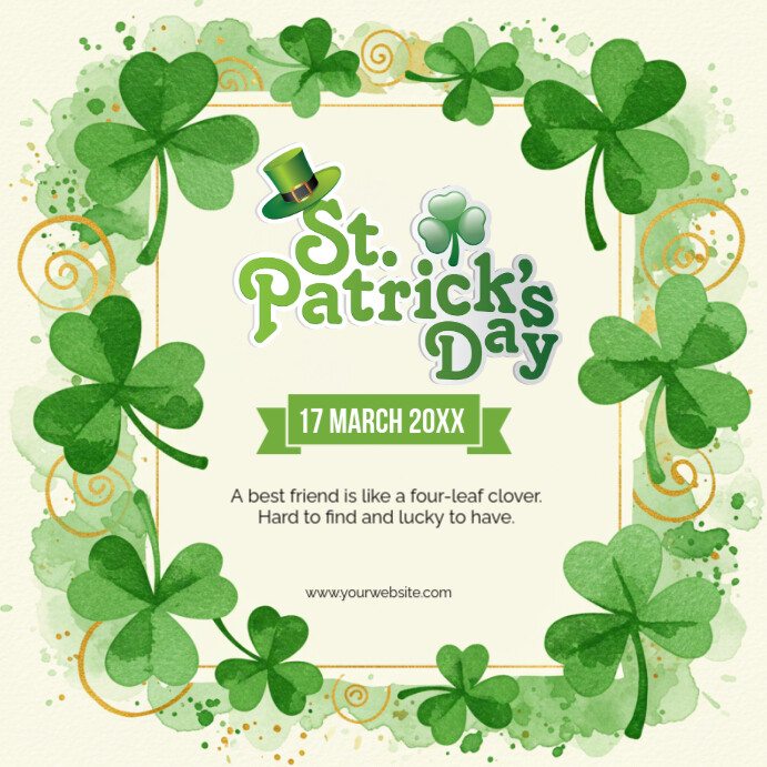 Yellow Maximalist Happy St. Patrick's Day, Square (1:1) template