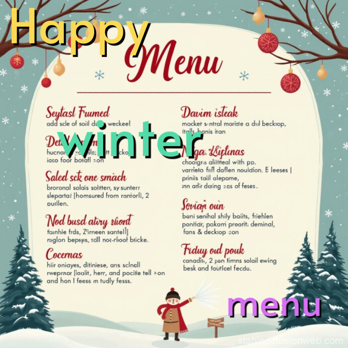 Copy of Yellow Maximalist Happy Winter Menu Instagram Post | PosterMyWall