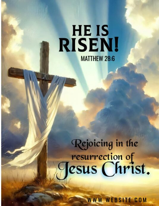 Copy of Yellow Maximalist He Is Risen ressorrection Celebration Flyer ...