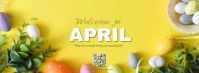 Yellow Maximalist Hello April With Kindness Facebook Cover Photo template