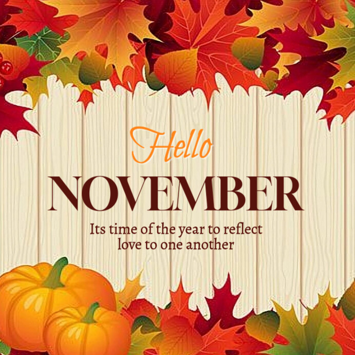 Yellow Maximalist Hello November Instagram Post Template | PosterMyWall