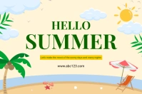 Yellow Maximalist Hello Summer  Label template