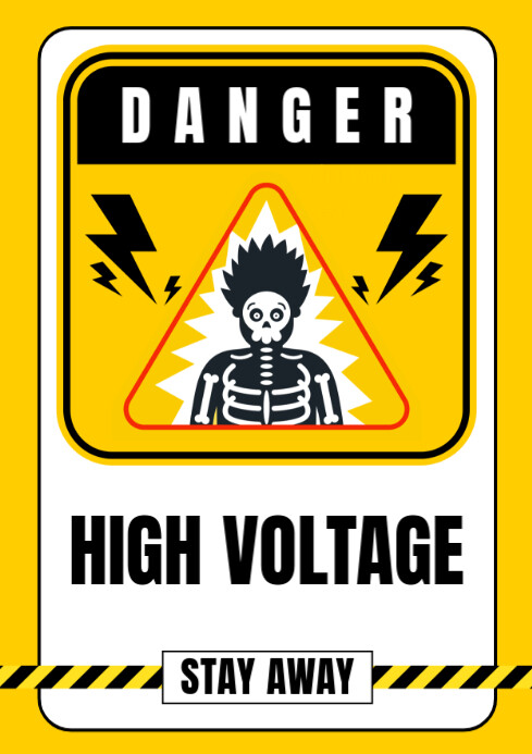 Yellow Maximalist High Voltage Sign A4 template