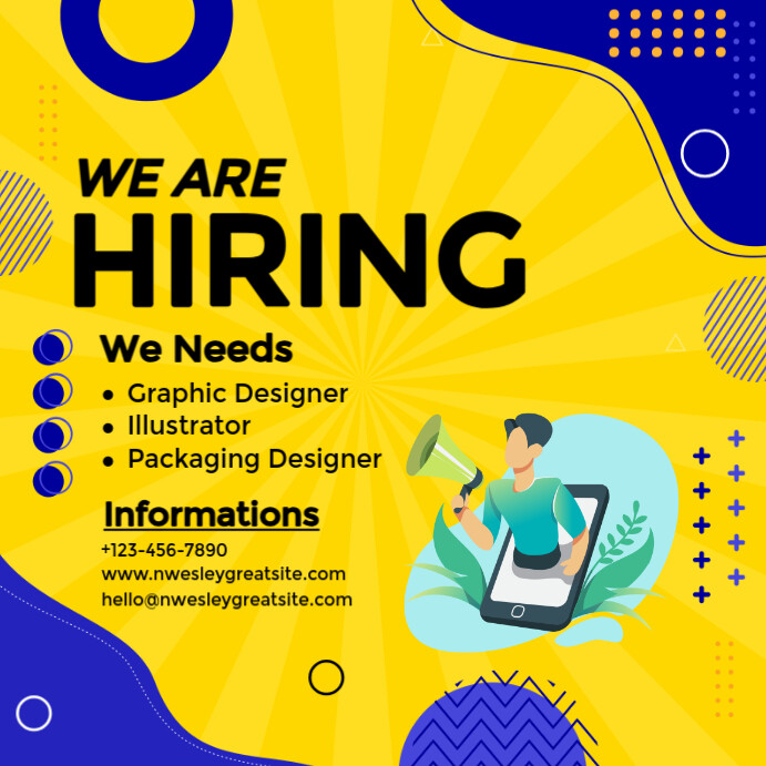 Yellow Maximalist Hiring Square (1:1) template