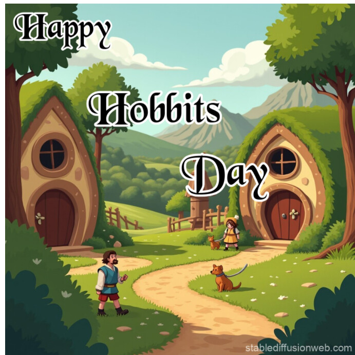 Yellow Maximalist Hobbits Day  Instagram Post template