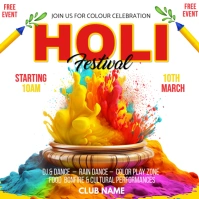 Yellow Maximalist Holi Festival Instagram Post template