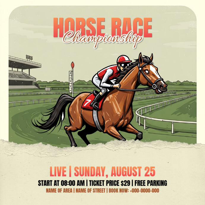 Yellow Maximalist Horse Racing Championship Instagram Post Template ...
