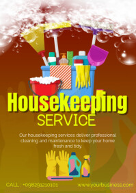 Yellow Maximalist Housekeeping Service A4 template