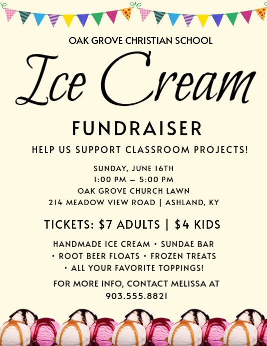 Yellow Maximalist Ice Cream Fundraising Flyer Flyer (us Letter) template