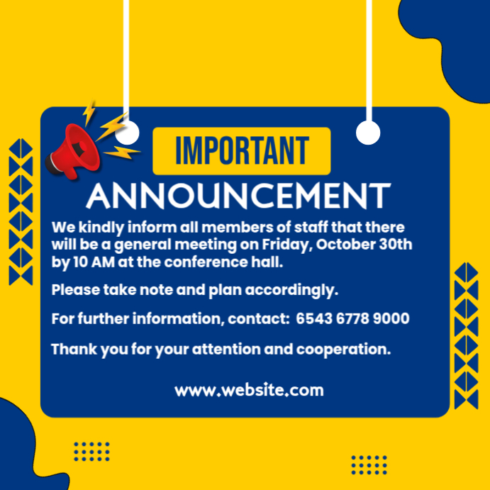 Yellow Maximalist Important Announcement Instagram Post Template ...