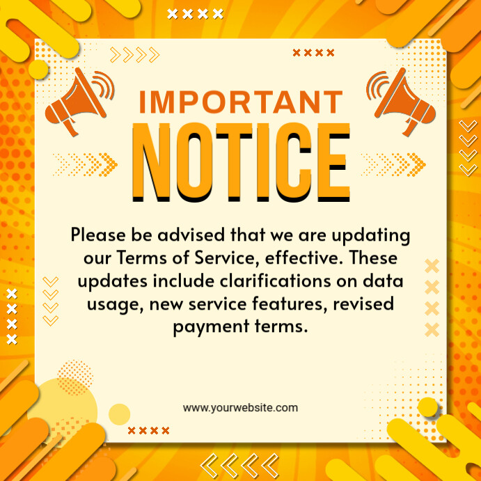Yellow Maximalist Important Notice  Instagram Post template