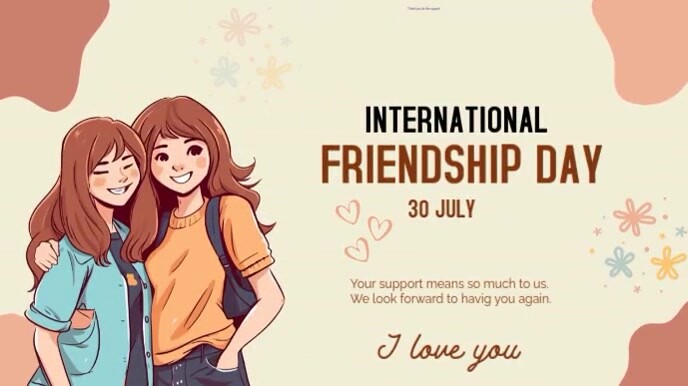 Yellow Maximalist International Friendship Day Video Digital Display (16:9) template