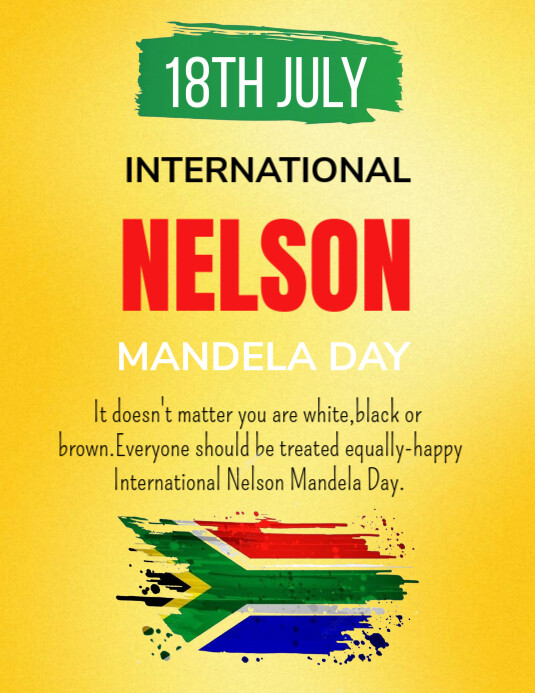 Yellow Maximalist International Nelson Mandela Day  Flyer (us Letter) template