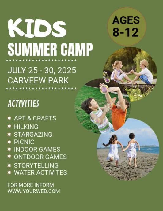 Yellow Maximalist Kids Summer Camp Flyer (us Letter) template
