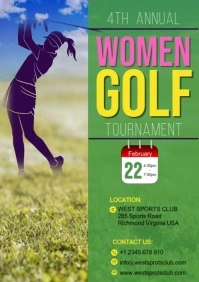 Yellow Maximalist Ladies And Women Golf Tournament A5 template