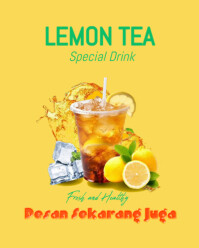 Yellow Maximalist Lemon Tea Instagram Portrait template
