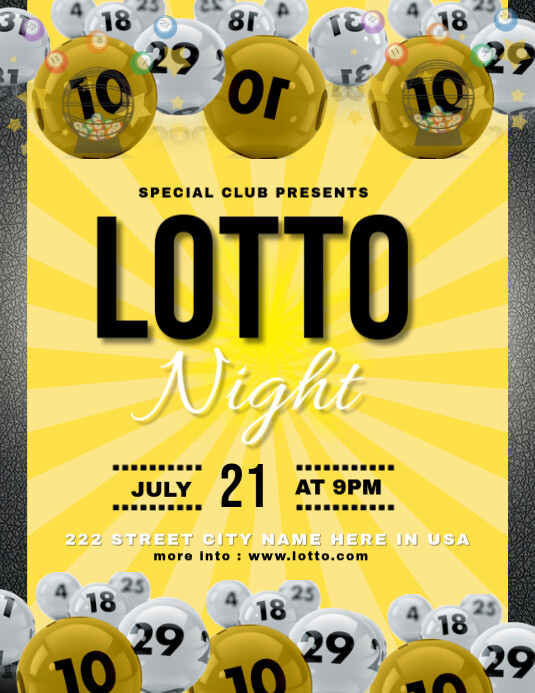 Yellow Maximalist Lotto Night Flyer (us Letter) Pamflet (VSA Brief) template