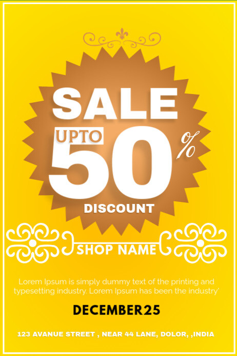 Yellow Maximalist Mega Sale  Poster template