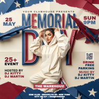 Yellow Maximalist Memorial Day Event Square Cuadrado (1:1) template