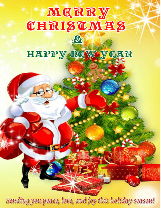 Yellow Maximalist Merry Christmas And Happy New Year Flyer (us Letter ...