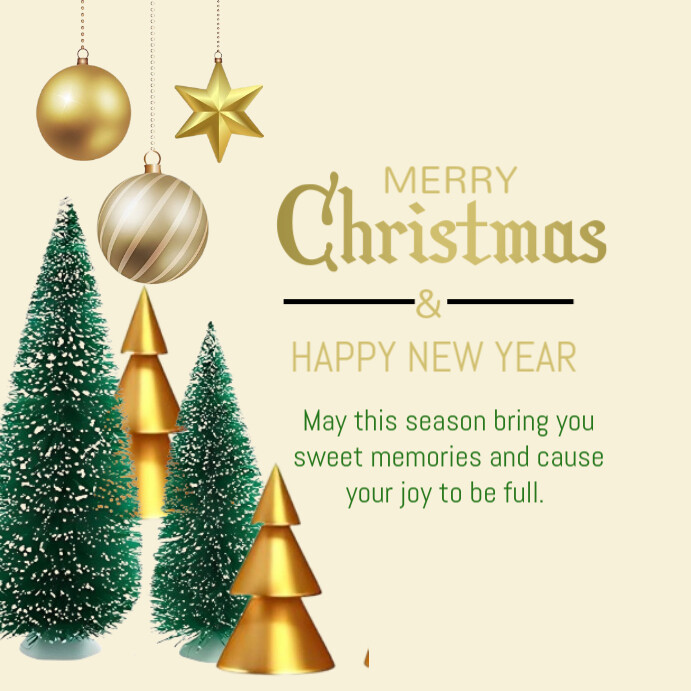 Yellow Maximalist Merry Christmas And Happy New Year. Instagram Post ...