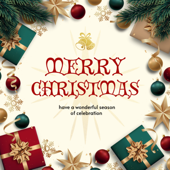 Yellow Maximalist Merry Christmas Instagram Post Template | PosterMyWall