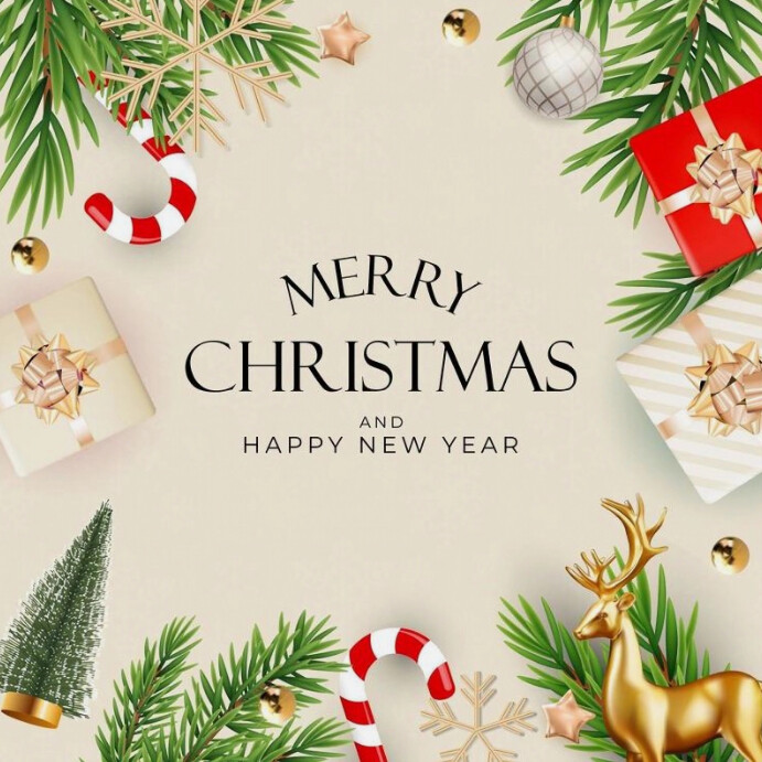 Yellow Maximalist Merry Christmas Instagram Post Template | PosterMyWall