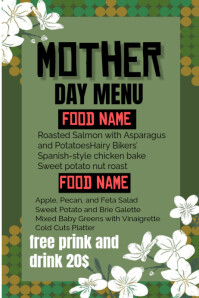 Yellow Maximalist Mother's Day Menu Poster Plakat template