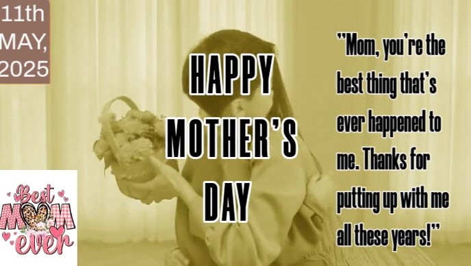 Yellow Maximalist Mother's Day Celebration Youtube Thumbnail template
