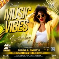 Yellow Maximalist Music Vibes Party Instagram Post template