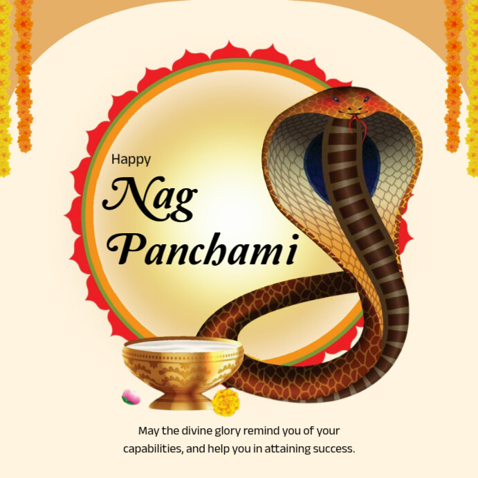 Yellow Maximalist Nag Panchami Wish Flyer Design Instagram Post ... — free download