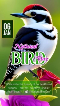 Yellow Maximalist National Bird Day Flyer  Instagram Story template